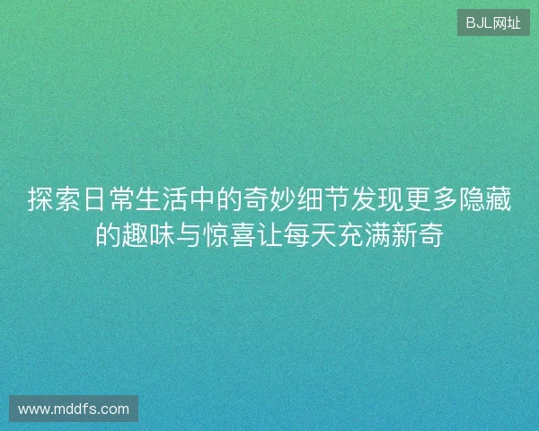 探索日常生活中的奇妙细节发现更多隐藏的趣味与惊喜让每天充满新奇